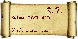 Kulman Tóbiás névjegykártya
